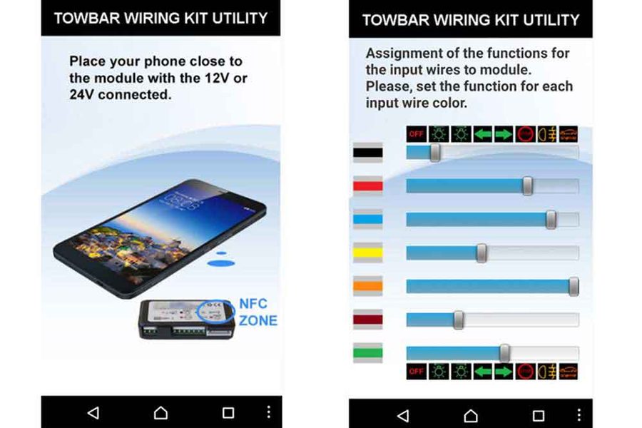 Towbar-Wiring-Kit-Utility App auf dem Smartphone